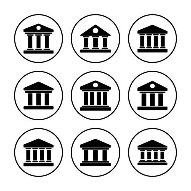 Banka simgesi vektörü. Banka vektör simgesi, müze, üniversite