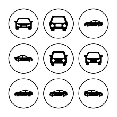 Araba ikonu vektörü. Araba vektör simgesi. küçük sedan