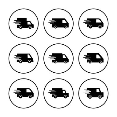 Hızlı nakliye kamyonu ikon vektörü. Teslimat kamyonu ikonu. hızlı dağıtım simgesi