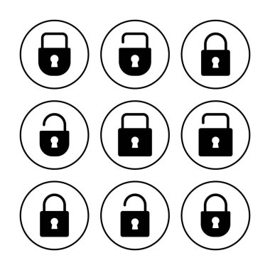 Simge vektörünü kilitle. Asma kilit ikon vektörü. Şifreleme simgesi. Güvenlik sembolü