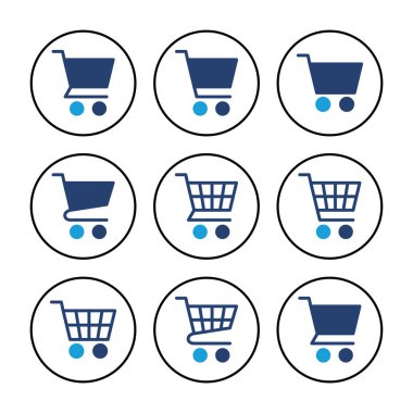 Alışveriş ikonu vektörü. Alışveriş arabası ikonu. Trolley simge vektörü