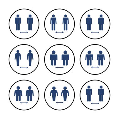 Sosyal uzaklık simgesi vektörü. Sosyal uzaklık simgesi. Kendini karantina işareti