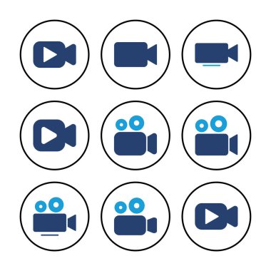 Video simgesi vektörü. Video kamera ikon vektörü. Film tabelası. Sinema