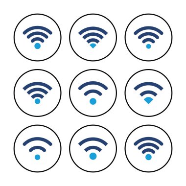 Wifi simge vektörü. Sinyal vektör simgesi. Kablosuz simge vektörü