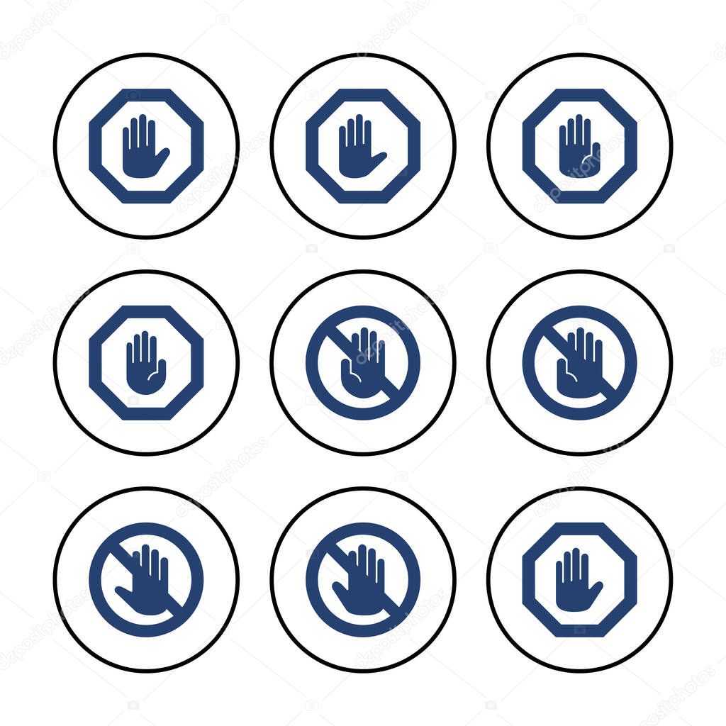 Stop icon vector. stop road sign. hand stop icon vector