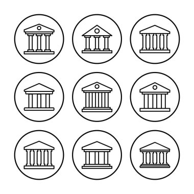 Banka simgesi vektörü. Banka vektör simgesi, müze, üniversite