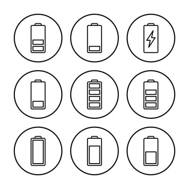 Batarya vektör simgesi. Şarj seviyesi. pil yükleme simgesi