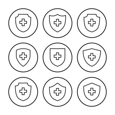 Sağlık sigortası ikonu vektörü. Sigorta sağlık belgesi simgesi