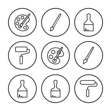 Simge vektörünü boya. boya fırçası ikon vektörü. boyama silindiri vektörü