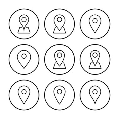 Pin simgesi vektörü. Konum simgesi vektörü. hedef simgesi. harita iğnesi