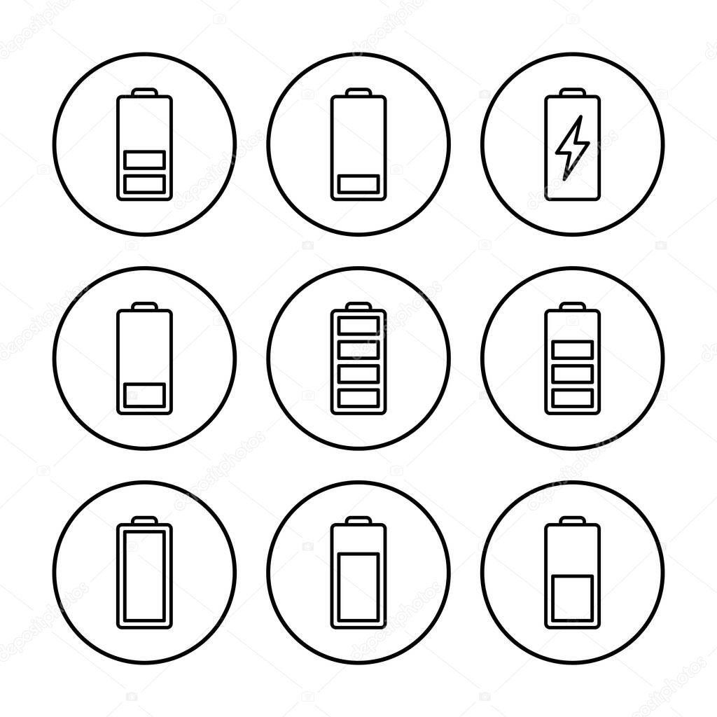 Battery vector icon. battery charge level. battery Charging icon