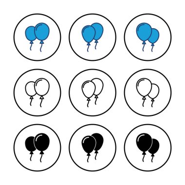 Balon ikon vektörü. Parti balonu süsleme doğum günü vektörü. Balon siyah siluet simgesi