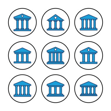 Banka simgesi vektörü. Banka vektör simgesi, müze, üniversite