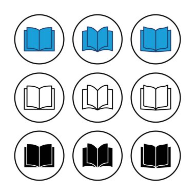 Kitap ikonu vektörü. Kitap simgesi vektörünü aç. Kitap simgesi