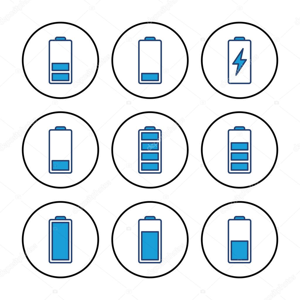 Battery vector icon. battery charge level. battery Charging icon