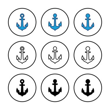 Çapa simgesi vektörü. Çapa sembolü logosu. Çapa deniz simgesi.