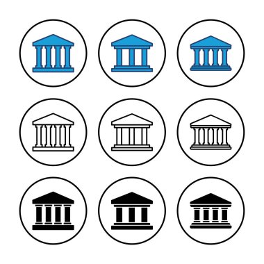 Banka simgesi vektörü. Banka vektör simgesi, müze, üniversite