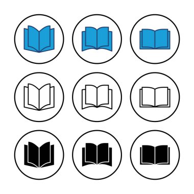 Kitap ikonu vektörü. Kitap simgesi vektörünü aç. Kitap simgesi