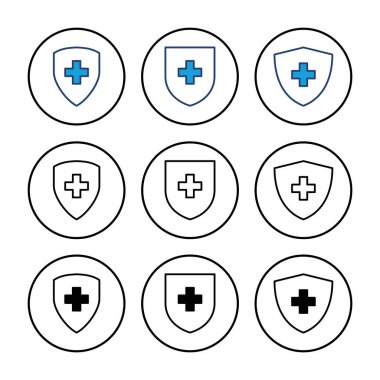 Sağlık sigortası ikonu vektörü. Sigorta sağlık belgesi simgesi