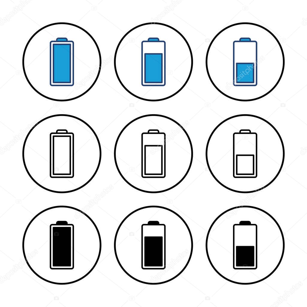 Battery vector icon. battery charge level. battery Charging icon