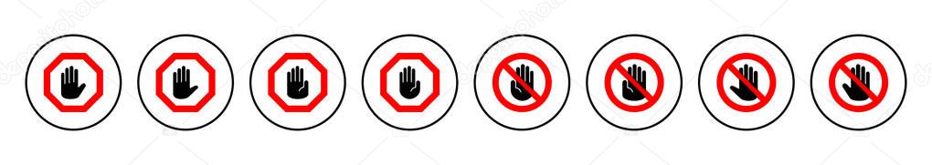 Stop icon vector. stop road sign. hand stop icon vector