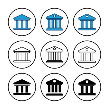 Banka simgesi vektörü. Banka vektör simgesi, müze, üniversite