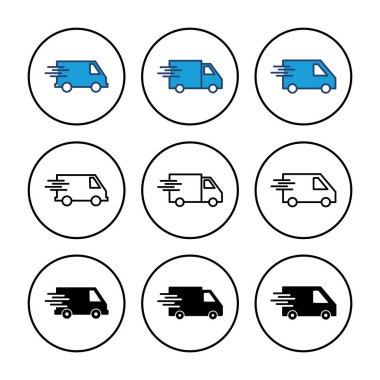 Hızlı nakliye kamyonu ikon vektörü. Teslimat kamyonu ikonu. hızlı dağıtım simgesi