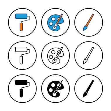 Simge vektörünü boya. boya fırçası ikon vektörü. boyama silindiri vektörü