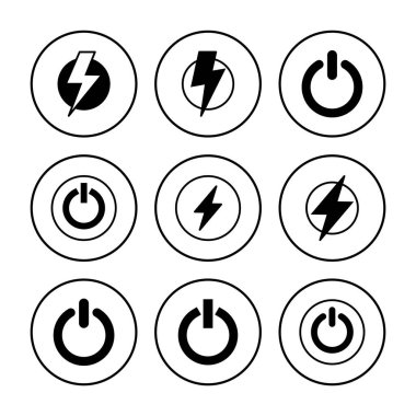 Güç simgesi vektörü. Güç Düğmesi Simgesi. Elektrik gücü.