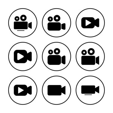 Video simgesi vektörü. Video kamera ikon vektörü. Film tabelası. Sinema