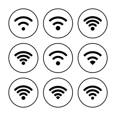 Wifi simge vektörü. Sinyal vektör simgesi. Kablosuz simge vektörü