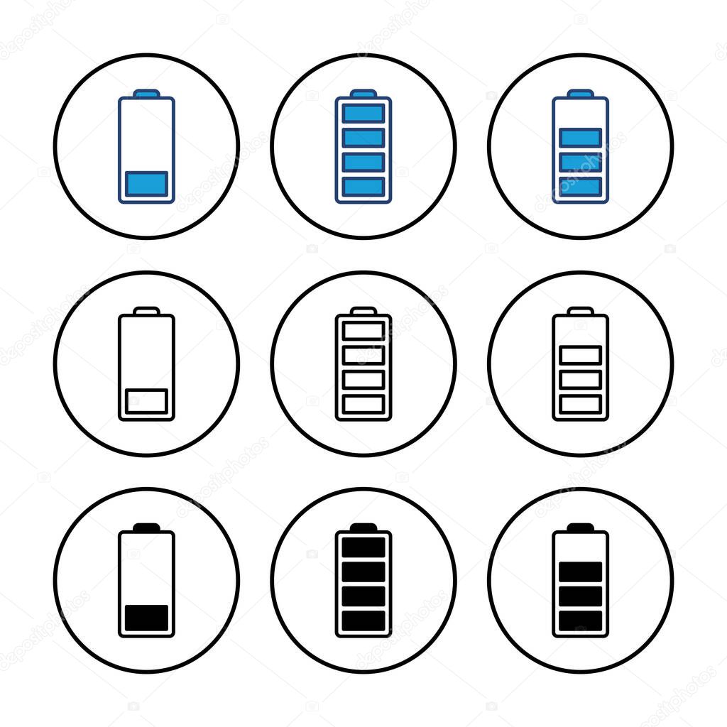 Battery vector icon. battery charge level. battery Charging icon