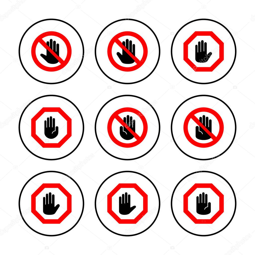 Stop icon vector. stop road sign. hand stop icon vector