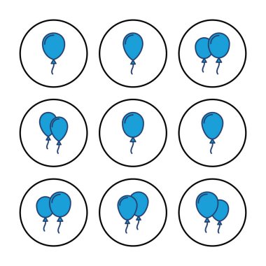 Balon ikon vektörü. Parti balonu süsleme doğum günü vektörü. Balon siyah siluet simgesi