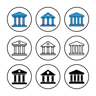 Banka simgesi vektörü. Banka vektör simgesi, müze, üniversite