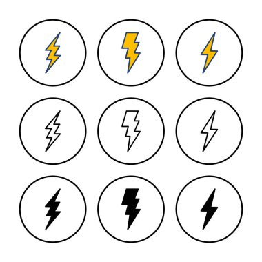 Şimşek simgesi vektörü. Elektrik ikon vektörü. Güç simgesi. enerji işareti