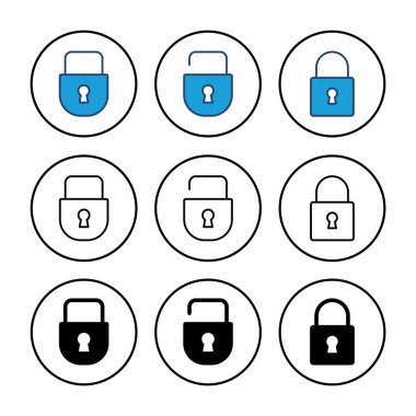 Simge vektörünü kilitle. Asma kilit ikon vektörü. Şifreleme simgesi. Güvenlik sembolü