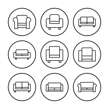 Koltuk simgesi vektörü. kanepe ikonu çizimi