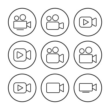 Video simgesi vektörü. Video kamera ikon vektörü. Film tabelası. Sinema