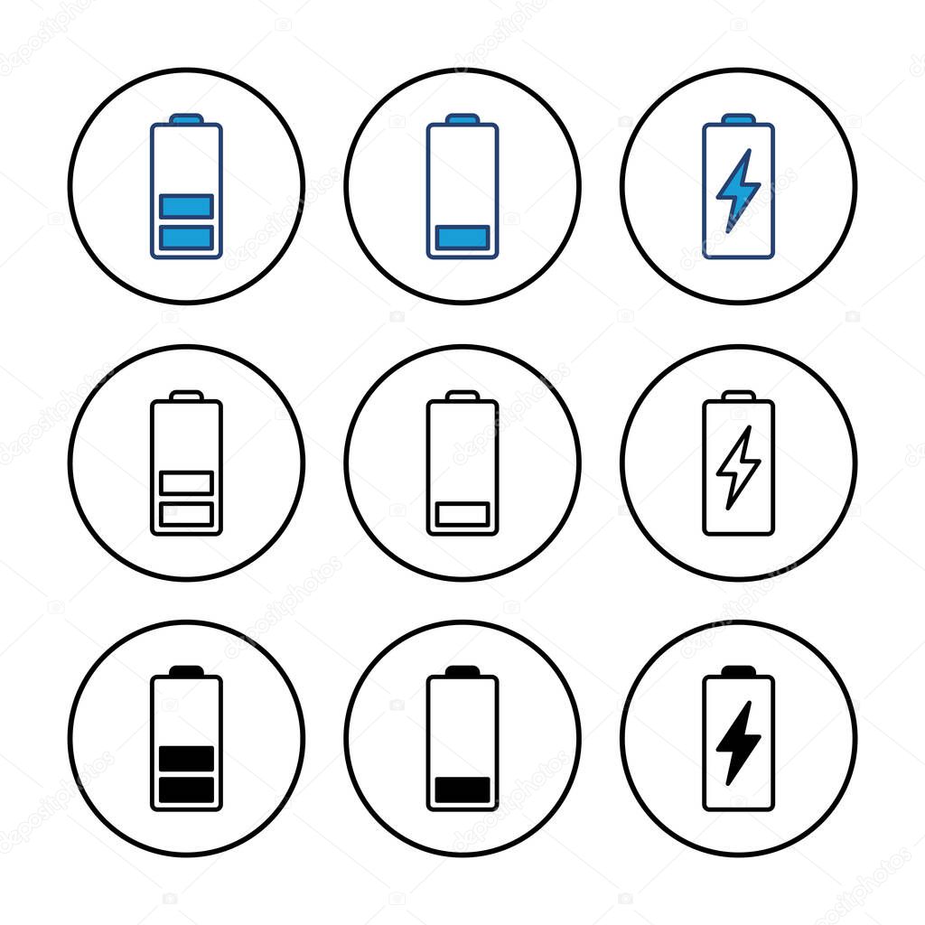 Battery vector icon. battery charge level. battery Charging icon