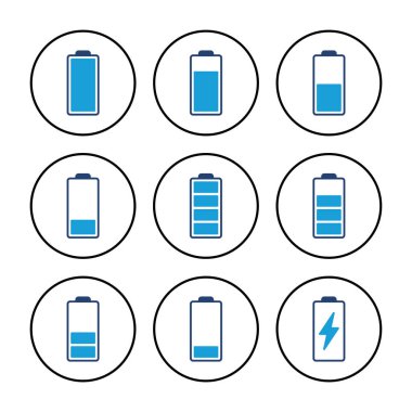 Batarya vektör simgesi. Şarj seviyesi. pil yükleme simgesi