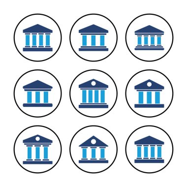 Banka simgesi vektörü. Banka vektör simgesi, müze, üniversite