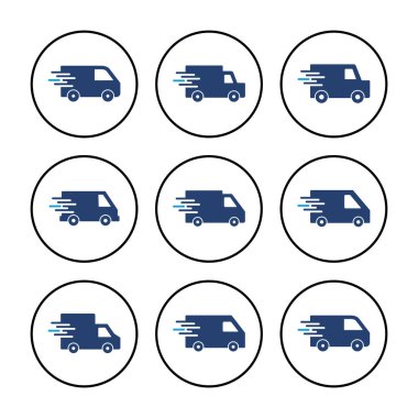 Hızlı nakliye kamyonu ikon vektörü. Teslimat kamyonu ikonu. hızlı dağıtım simgesi