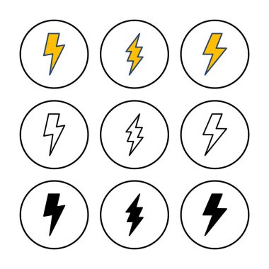 Şimşek simgesi vektörü. Elektrik ikon vektörü. Güç simgesi. enerji işareti