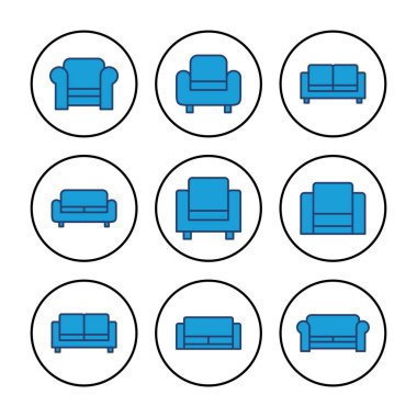 Koltuk simgesi vektörü. kanepe ikonu çizimi