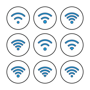 Wifi simge vektörü. Sinyal vektör simgesi. Kablosuz simge vektörü
