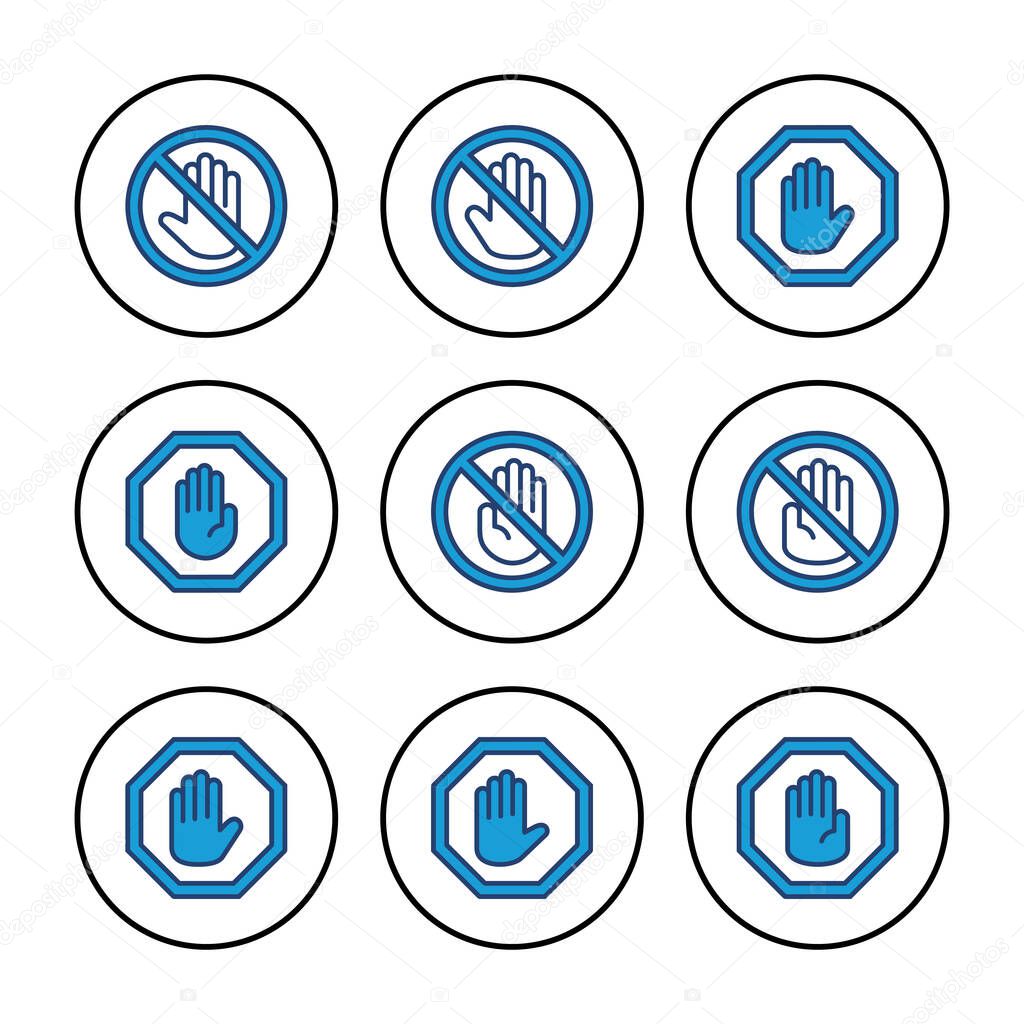 Stop icon vector. stop road sign. hand stop icon vector