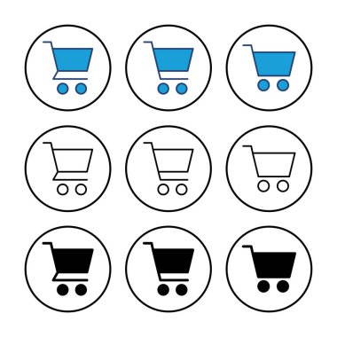 Alışveriş ikonu vektörü. Alışveriş arabası ikonu. Trolley simge vektörü