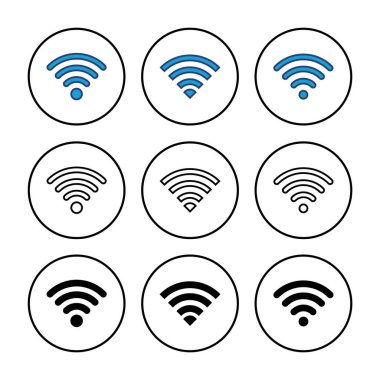 Wifi simge vektörü. Sinyal vektör simgesi. Kablosuz simge vektörü