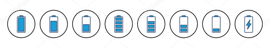 Battery vector icon. battery charge level. battery Charging icon
